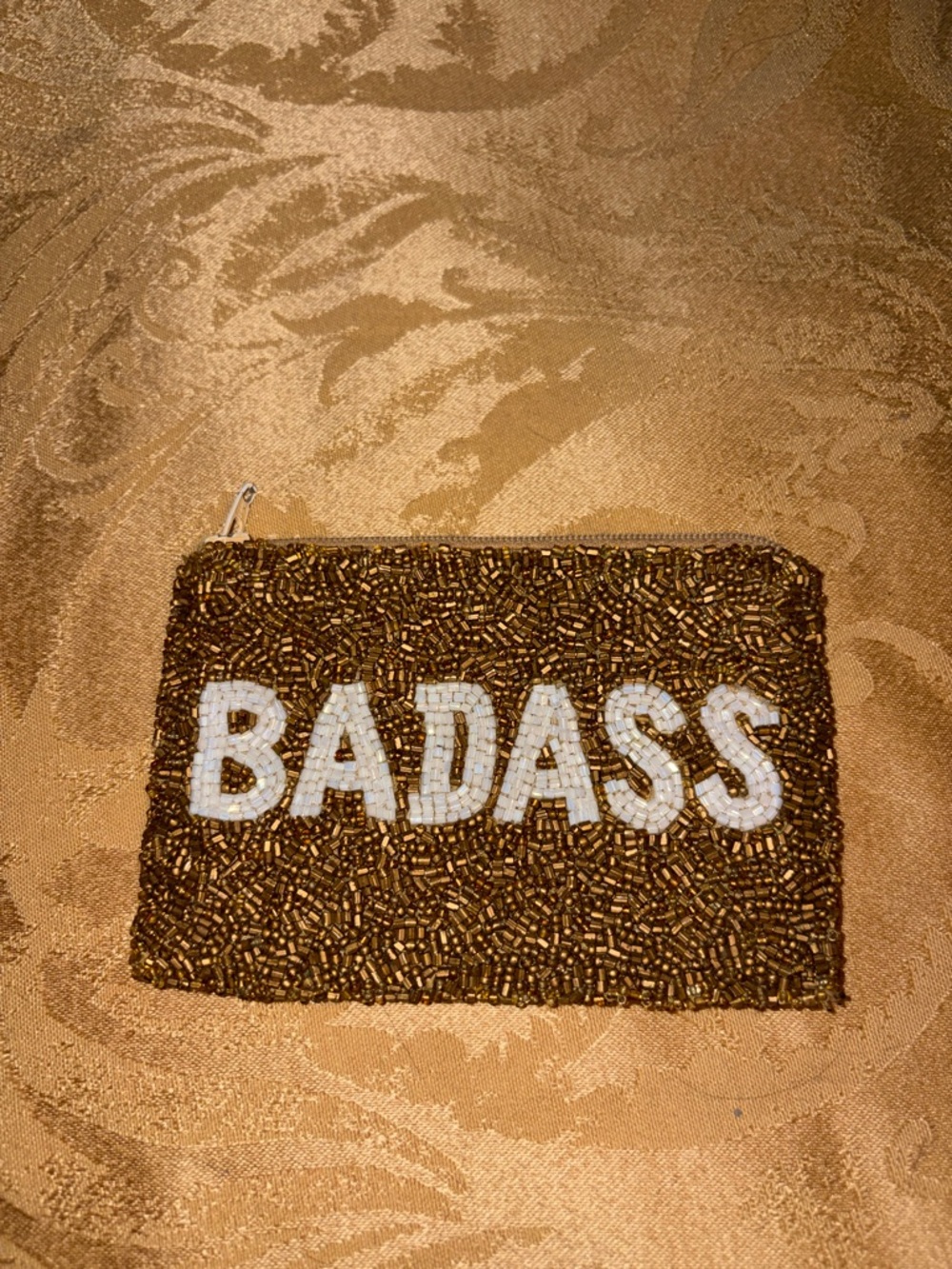 Moyna Brown Beaded 'BADASS' Wristlet - Picture 1 of 5